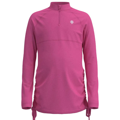 Girl's Lawai Ruche Long Sleeve Swim Shirt | Tulip Pink