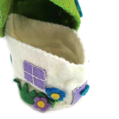 Handcrafted Blue Flower Felt Fairy House