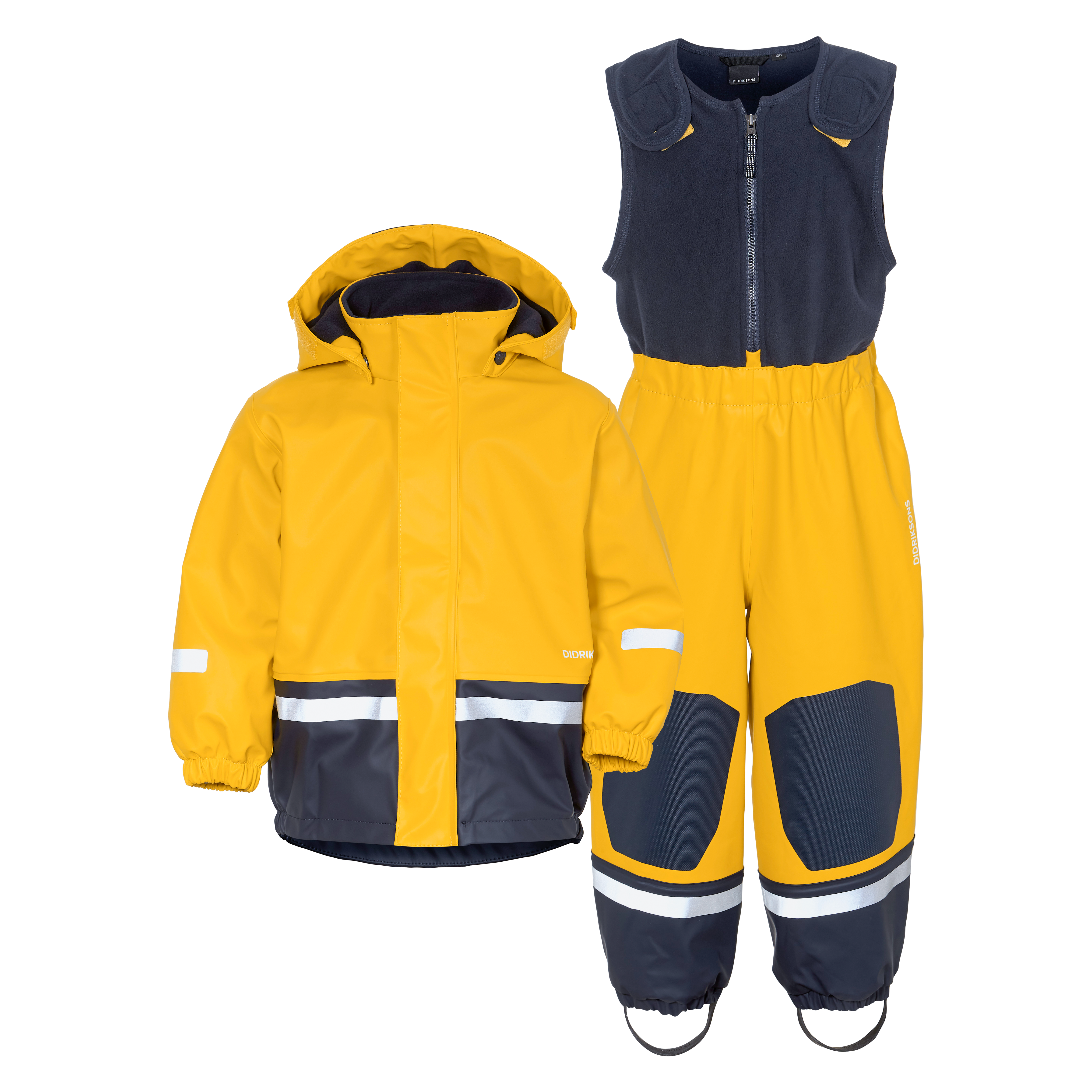 Kids Boardman Fleece Lined Rain Set – Waterproof, Fleece Lined, PU | Didriksons #color_yellow