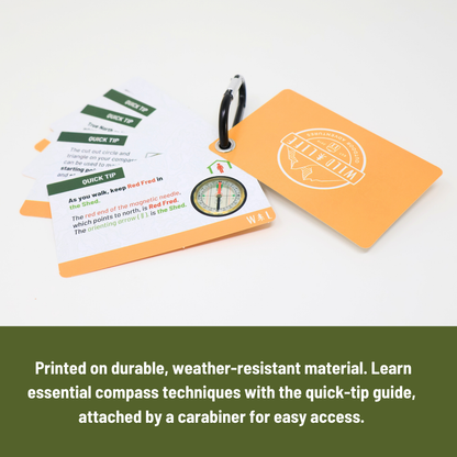 Magnetic Hiking & Orienteering Compass with Survival Guide