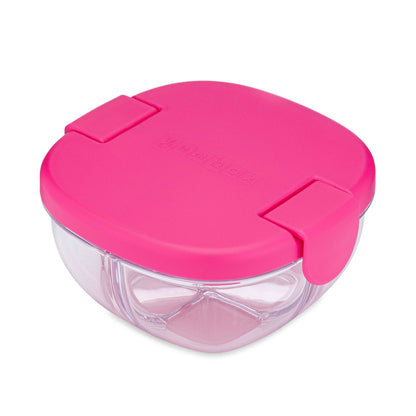 Leakproof Snack Bowl with 3 Compartments - Raspberry Pink