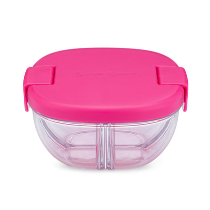 Leakproof Snack Bowl with 3 Compartments - Raspberry Pink