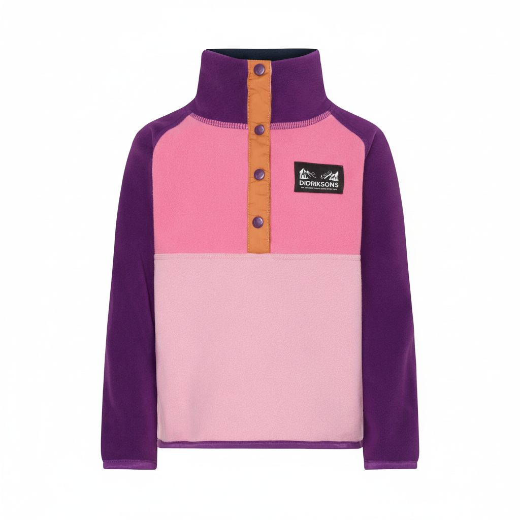 Kids Monte Fleece Jacket – Half Button | Didriksons #color_light-heather-pink