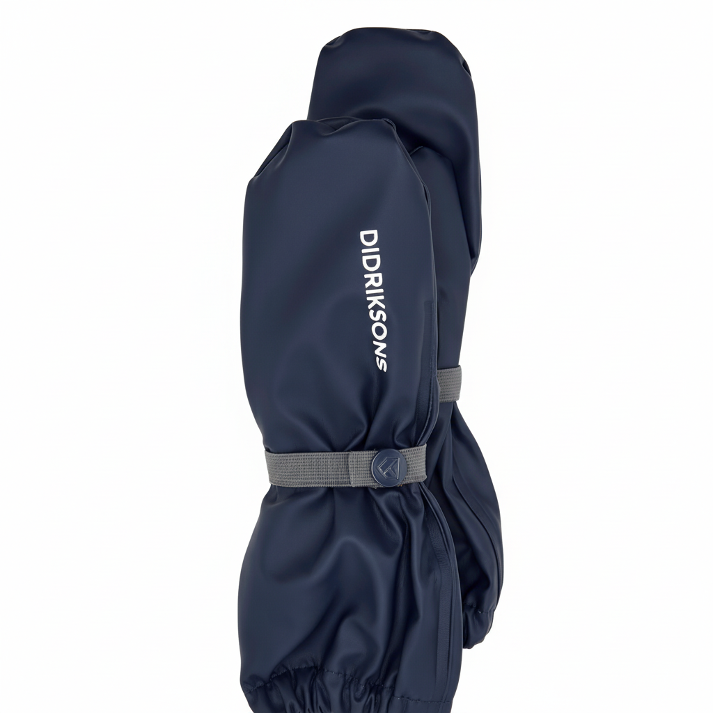 Kids Long Cuff Fleece Lined Rain Mittens – Waterproof, PU | Didriksons #color_navy