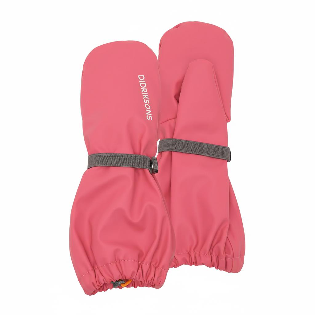 Kids Long Cuff Fleece Lined Rain Mittens – Waterproof, PU | Didriksons #color_dusty-azalea