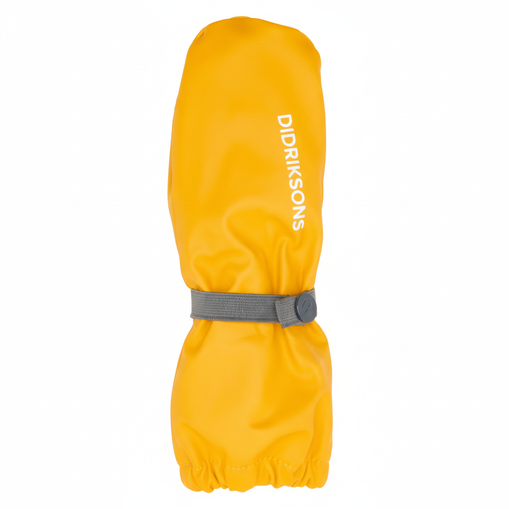 Kids Long Cuff Fleece Lined Rain Mittens – Waterproof, PU | Didriksons #color_oat-yellow