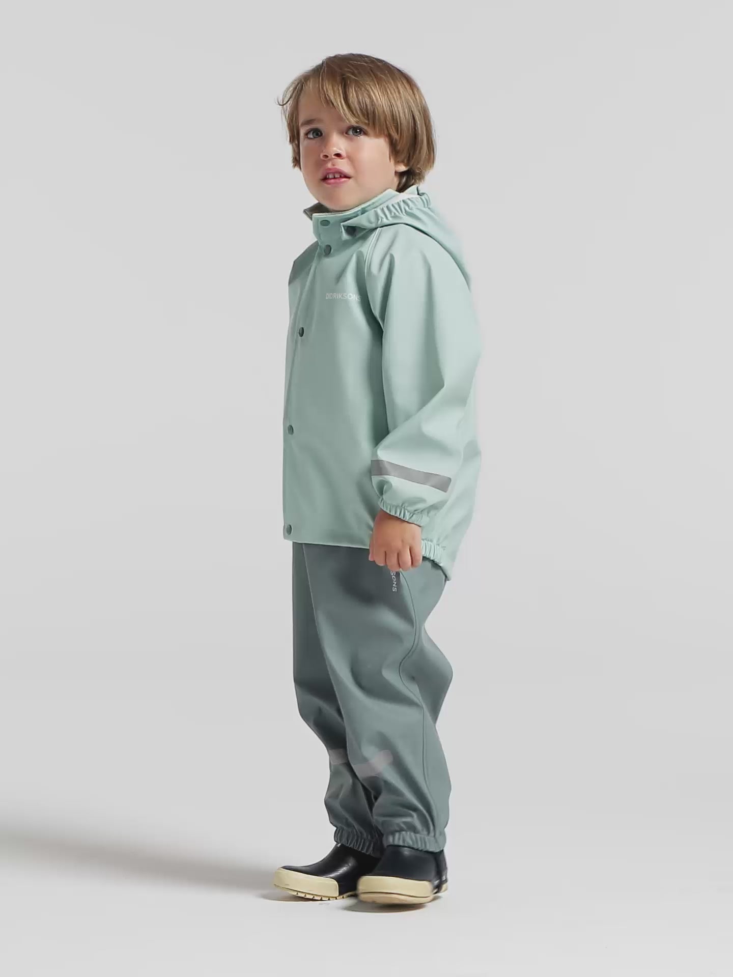 Kids Slaskeman Waterproof Snap Button Rain Set | Didriksons | 