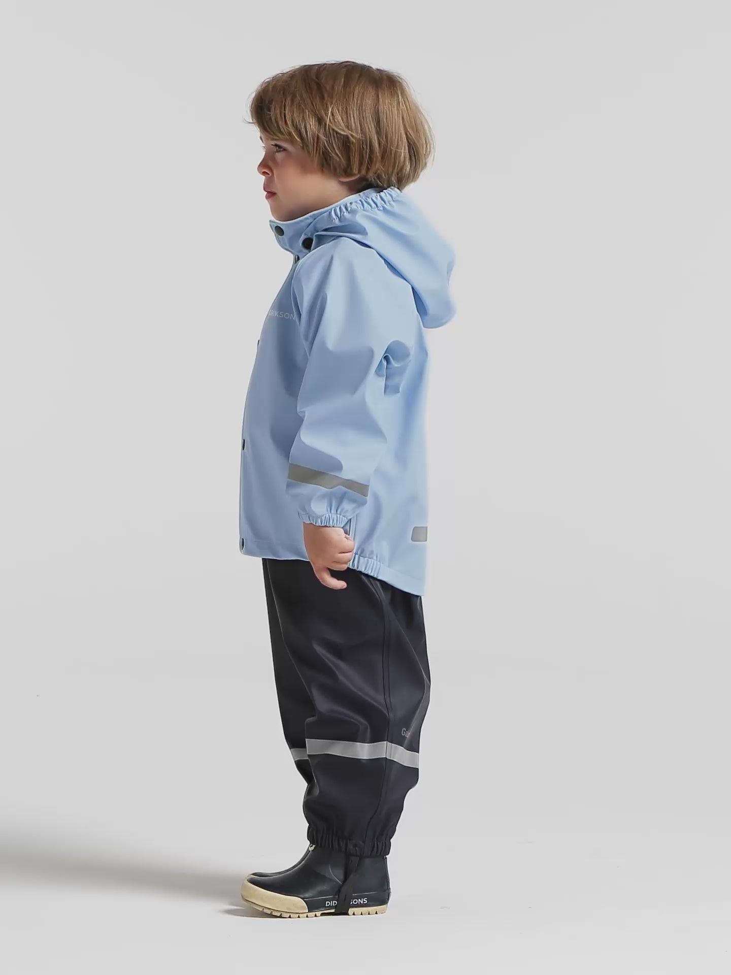 Kids Slaskeman Waterproof Snap Button Rain Set | Didriksons | #color_light-sea-blue