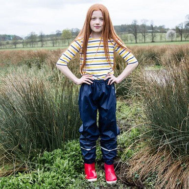 Kids Fleece Lined Puddleflex Rain Pants - Waterproof, Warm, PU | Muddy Puddles 