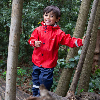 Kids Waterproof Rainy Day Jacket and Pull-on Rain Pant Set - PU, Zip and Snap Closure | Muddy Puddles 