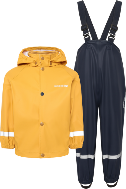 Kids Slaskeman Unlined Rain Set-Snap Jacket and Bibs – Waterproof, PU | Didriksons 
