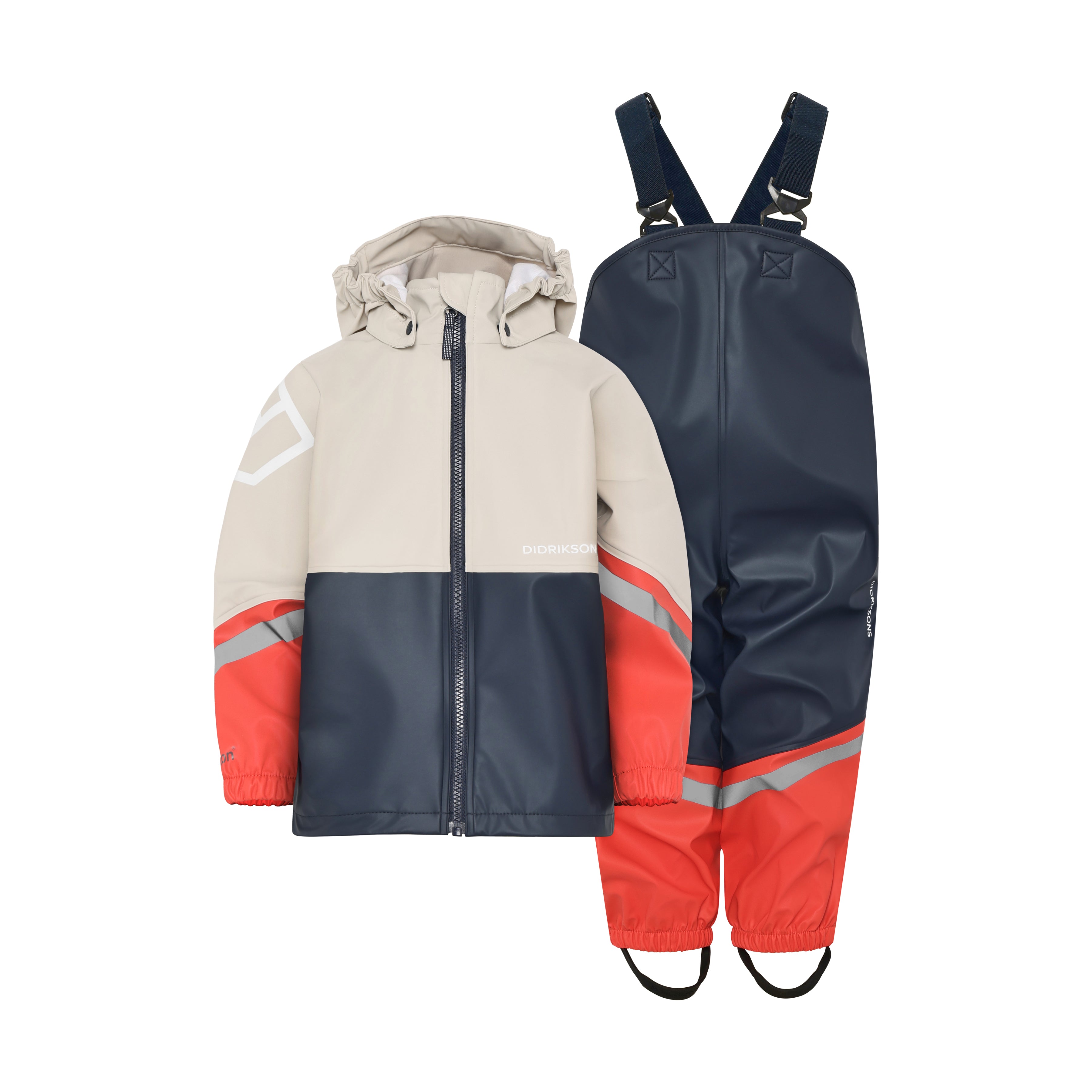 Kids Watermans Zip Front Waterproof Rain Set | Didriksons | #color_sand-beige