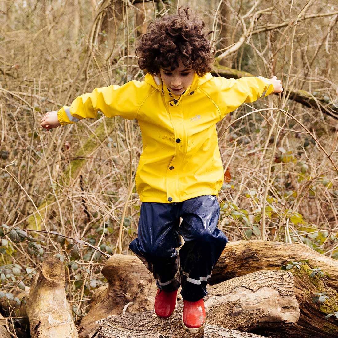 Kids Waterproof Rainy Day Jacket and Pull-on Rain Pant Set - PU, Zip and Snap Closure | Muddy Puddles 
